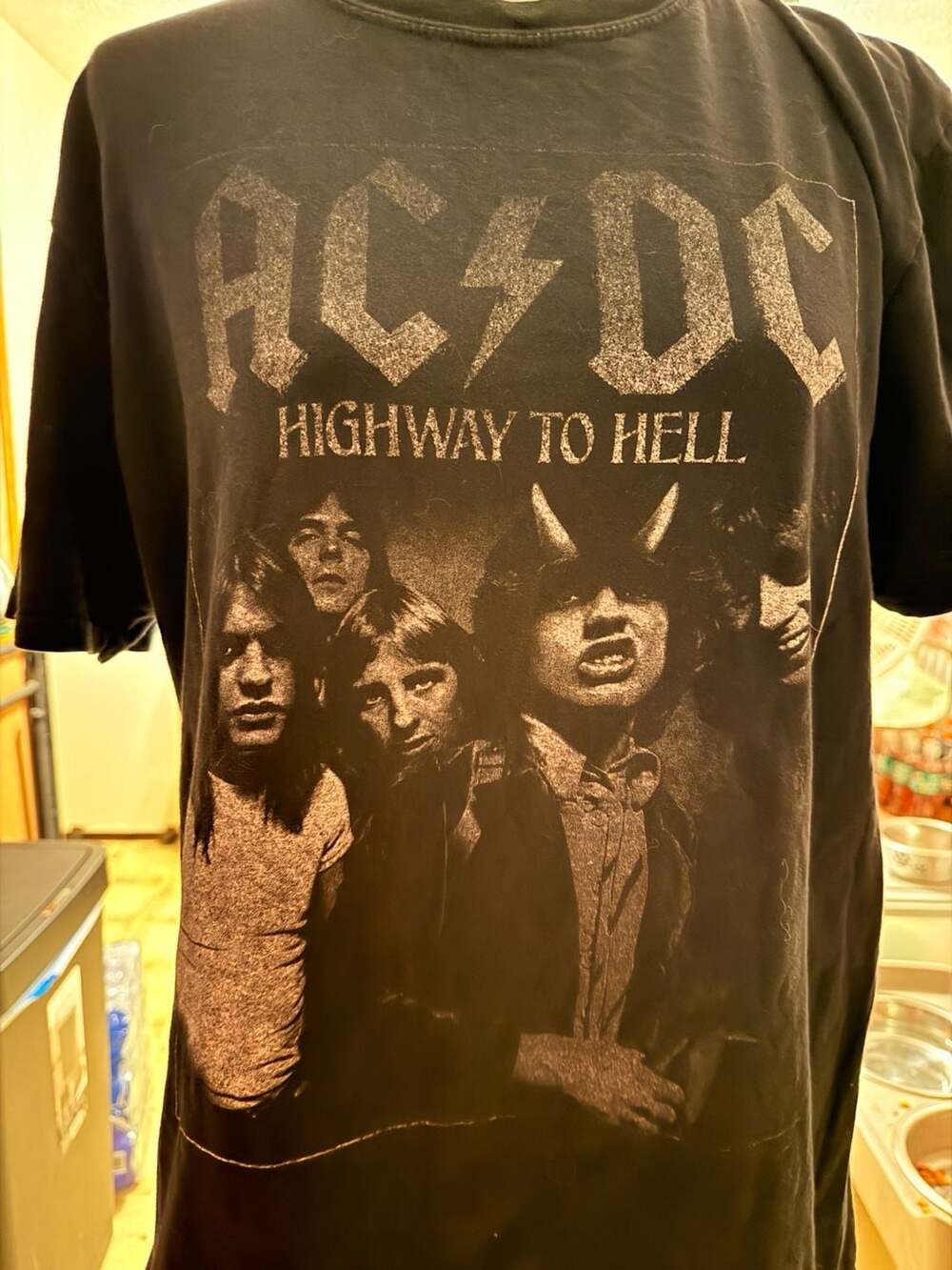 AC/DC Highway To Hell T-Shirt Size L Black Rock Band Tee
